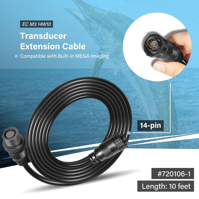 Fish Finder - Transducer Extension Cable 10Ft 14Pin Fit