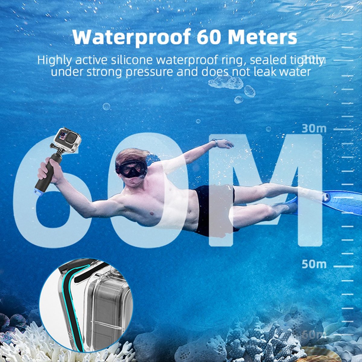 M05K 60M Waterproof Case for G - Underwater Camera ulasan dan harga