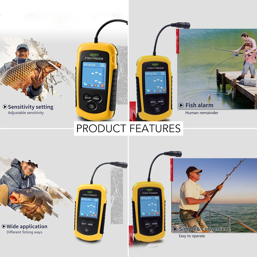 Lucky LCD Color Screen Portabl - Fish Finder Cable ulasan dan harga
