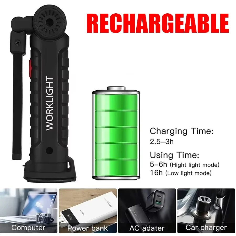 Rechargeable Magnetic Work Lig - Fishing Light ulasan dan harga