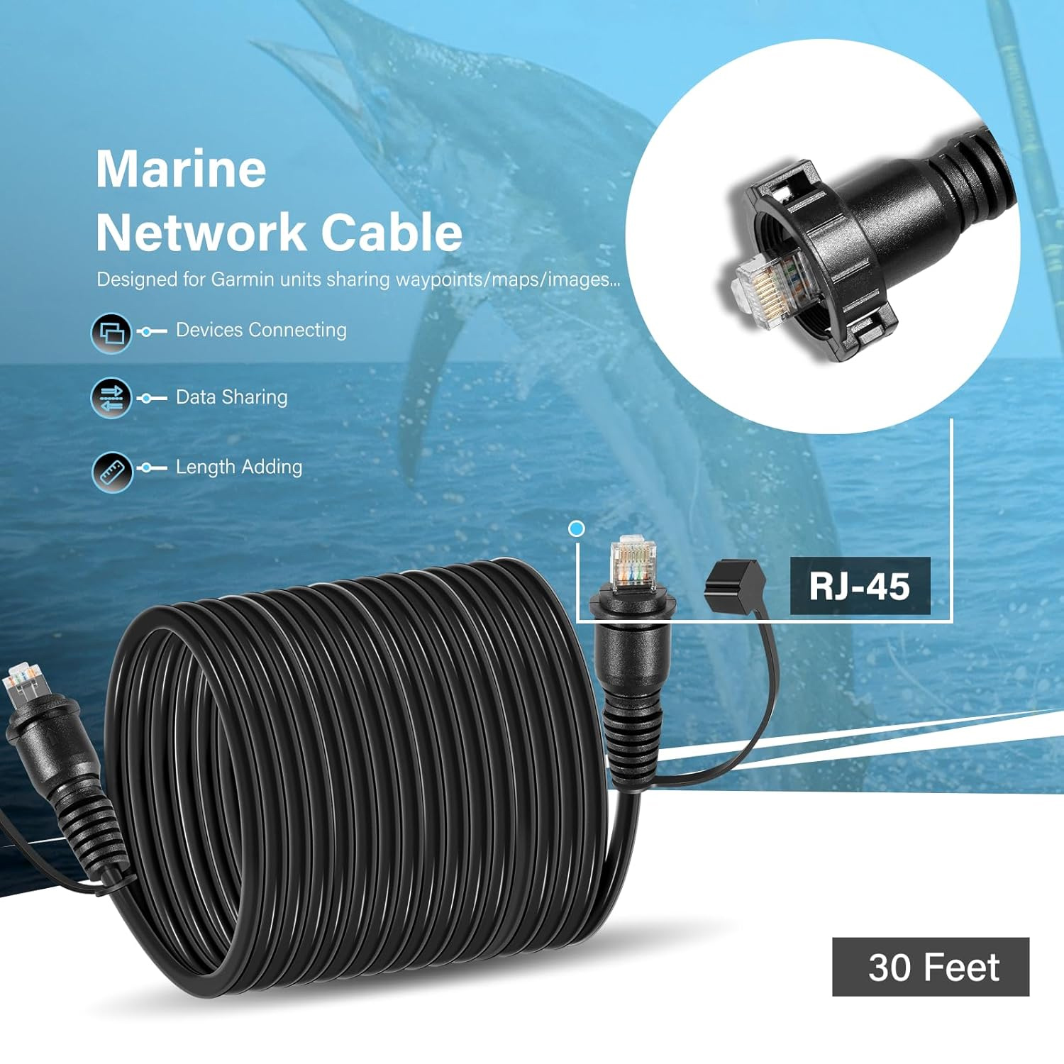 30 Foot Marine Network Cable f - Fish Finder Cable ulasan dan harga
